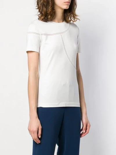 Shop Akris Punto Mesh Stripe T-shirt In White