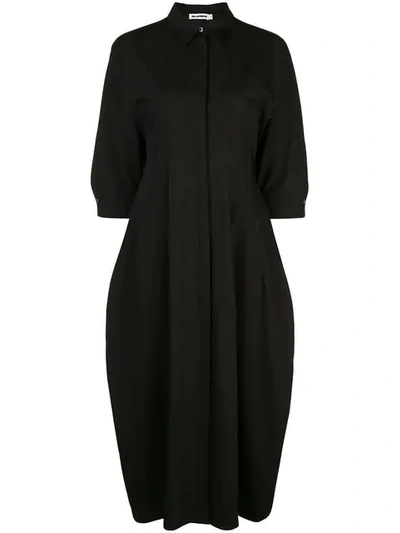 Shop Jil Sander Long Shirt Dress - Black