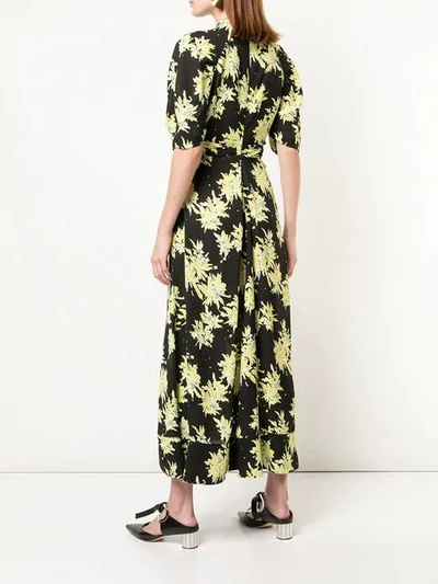 Shop Proenza Schouler Splatter Floral Short Sleeve Tie Dress In Black