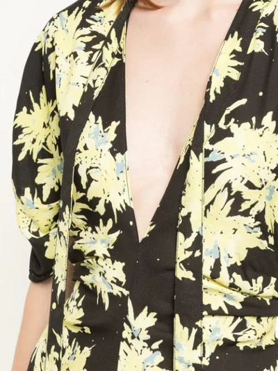 Shop Proenza Schouler Splatter Floral Short Sleeve Tie Dress In Black