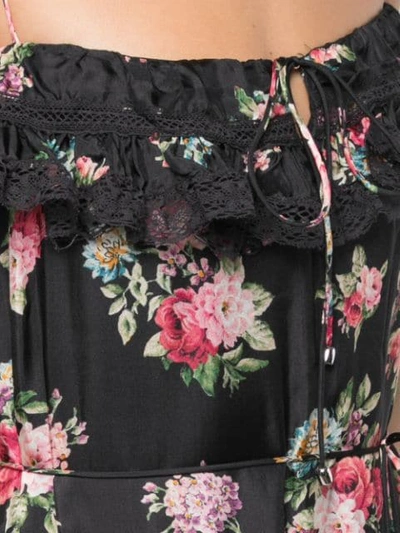 Shop Zimmermann Honour Floral Print Tiered Dress In Black