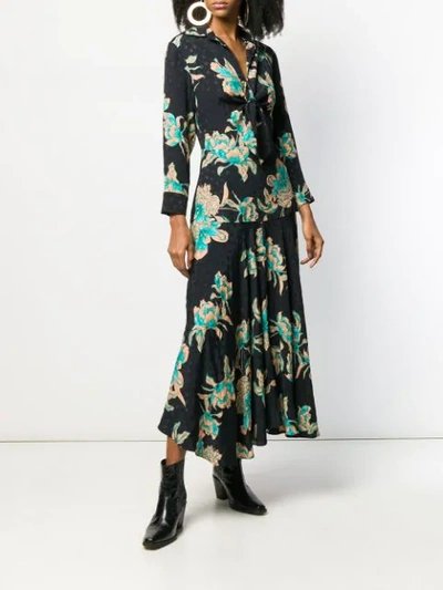 Shop Sandro Floral Print Dress In Black