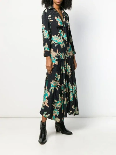 Shop Sandro Floral Print Dress In Black