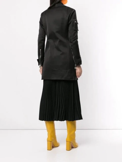 Pre-owned Chanel 2003 Zip-up Midi Coat In Black