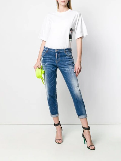 Dsquared2 Distressed Cropped Jeans In Blue