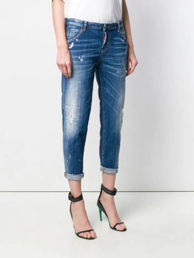 Dsquared2 Distressed Cropped Jeans In Blue