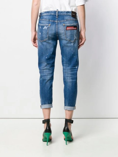Dsquared2 Distressed Cropped Jeans In Blue