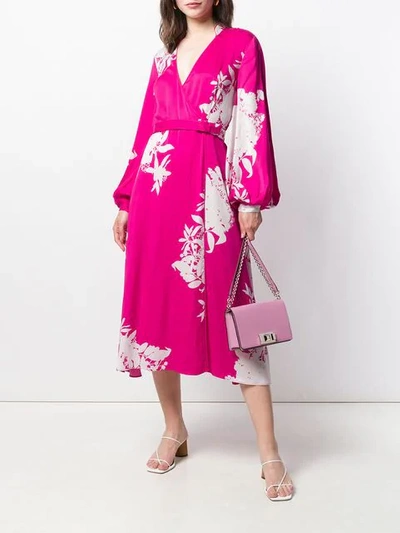 Shop Equipment Floral Wrap Midi Dress In Pink