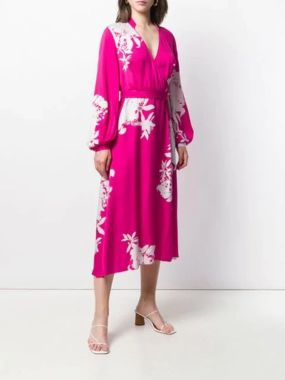Shop Equipment Floral Wrap Midi Dress In Pink