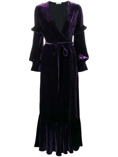 Shop Raquel Diniz Tie Waist Gown In Purple