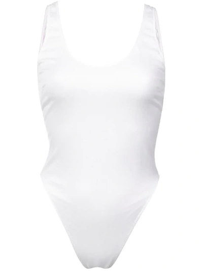Shop Fleur Du Mal Scoop-neck Bodysuit In White