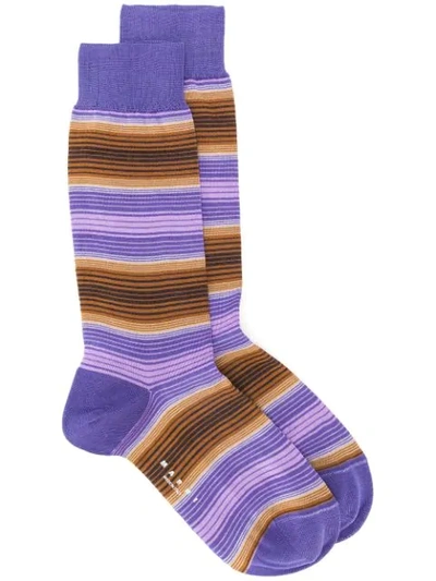 Shop Marni Striped Socks In Purple