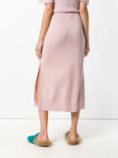 Shop Pringle Of Scotland Knitted Midi Skirt In Pink