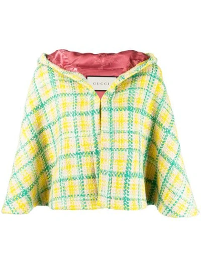 Shop Gucci Hooded Knit Poncho In Green