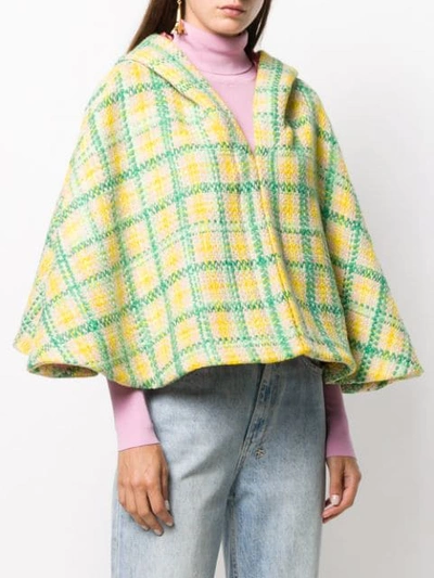 Shop Gucci Hooded Knit Poncho In Green