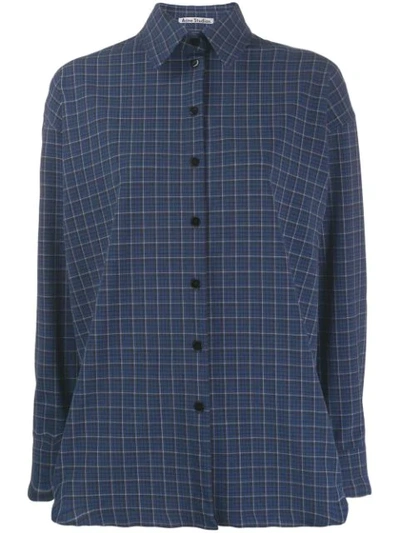 Shop Acne Studios Oversized Check Shirt In Blue