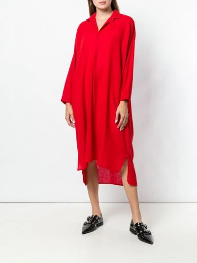 Shop Daniela Gregis Side Slit High Low Shirt Dress In Red