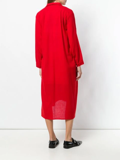 Shop Daniela Gregis Side Slit High Low Shirt Dress In Red