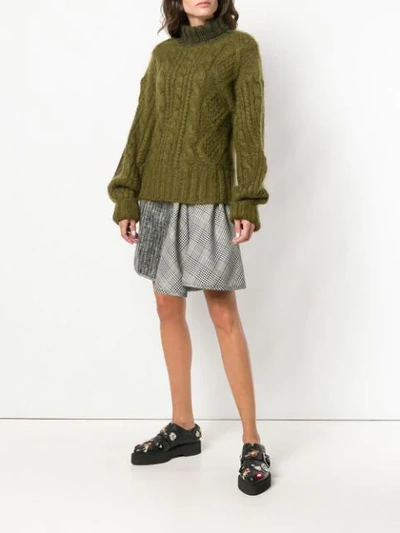 Shop Aalto Oversized Cable Knit Sweater In Green
