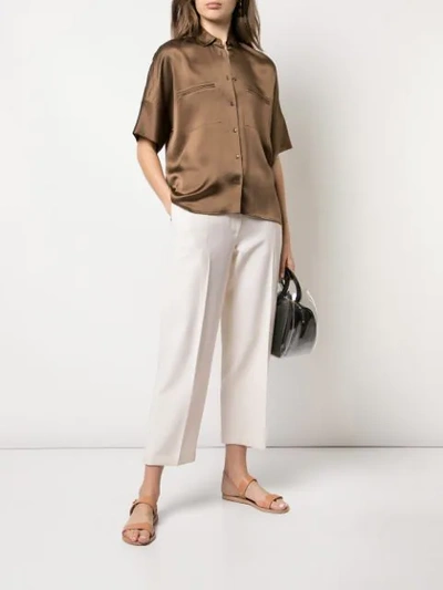 Shop Vince Concealed Pocket Shirt In Brown