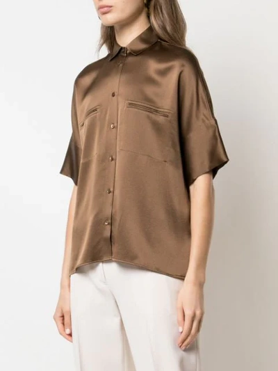 Shop Vince Concealed Pocket Shirt In Brown