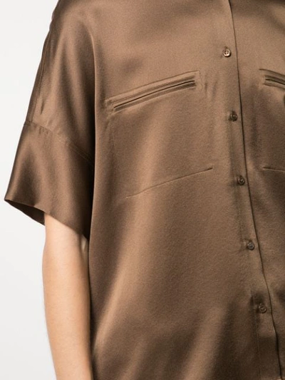 Shop Vince Concealed Pocket Shirt In Brown