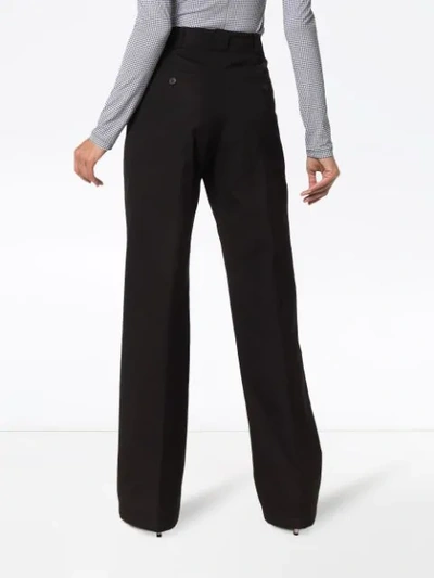 Shop Prada Cotton High Waist Trousers  In F0002 Nero