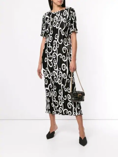 Shop Romance Was Born Fortuny Vine Pearl Dress In Black/white