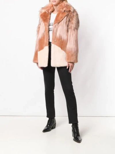 Shop Pinko Panelled Coat In Pink