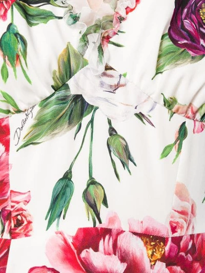 Shop Dolce & Gabbana Rose Printed Flared Dress In White