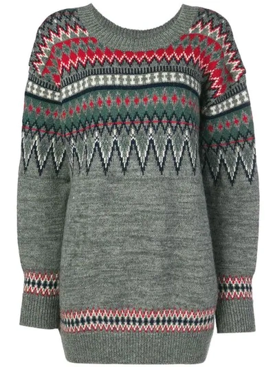 Shop Junya Watanabe Geometric Print Jumper In Grey