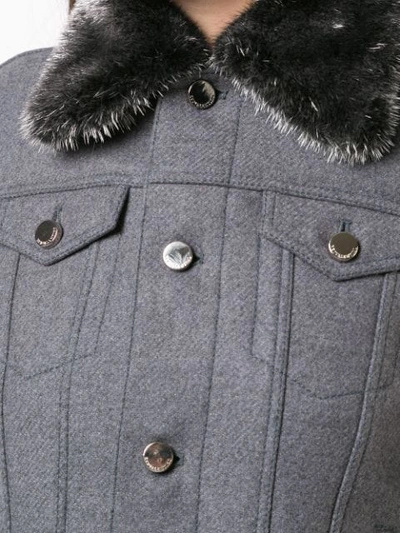 Shop Red Valentino Faux Fur Collar Jacket In Grey