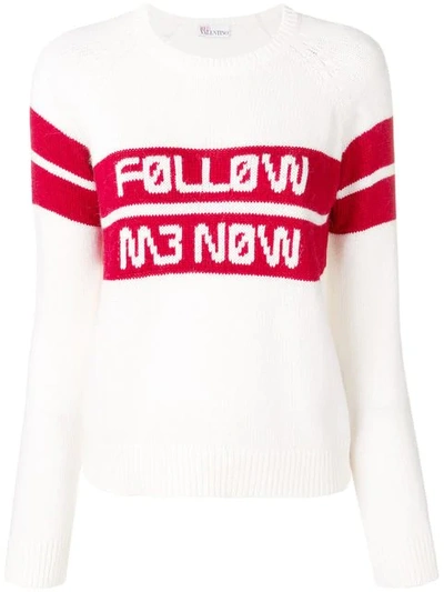Shop Red Valentino Follow Me Mow Jacquard Jumper In White