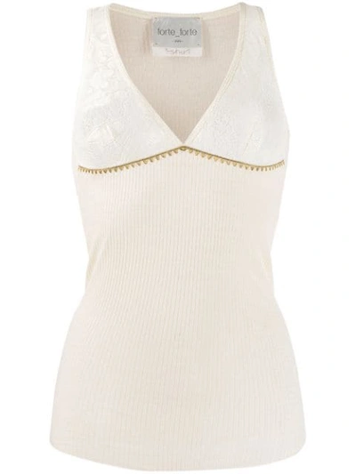 Shop Forte Forte Lace Panel Tank Top In White