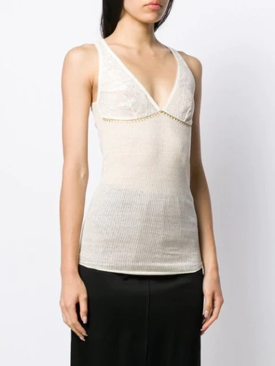 FORTE FORTE LACE PANEL TANK TOP - 白色