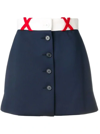 Shop Miu Miu Buttoned Mini Skirt In Blue