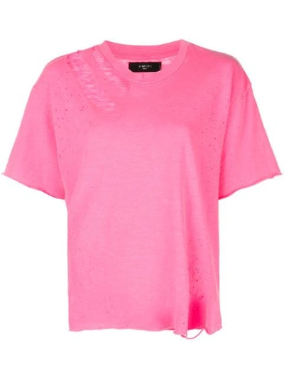 Shop Amiri Distressed T In Pink