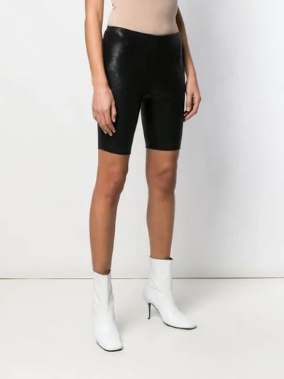 Shop Manokhi Leather Cycling Shorts In Black
