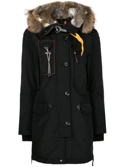 Shop Parajumpers Fur Trimmed Coat - Black