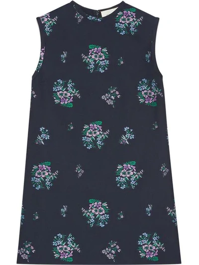 Shop Gucci Flowers Fil Coupé Cotton Wool Tunic Top In Blue