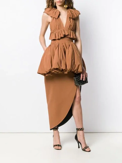 Shop Maticevski Ruffle Trim Dress In Brown