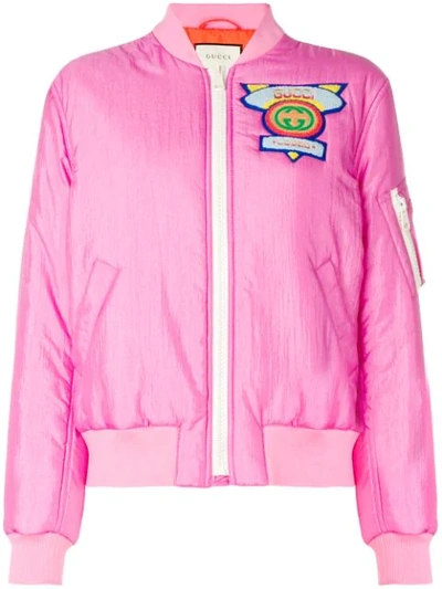 Shop Gucci Loved Bomber Jacket In Pink