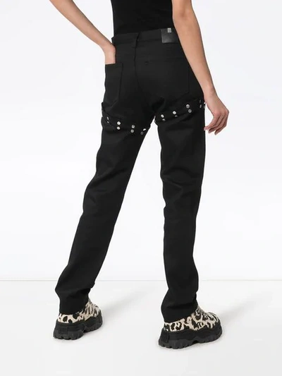 Shop Alyx Straight Leg Popper Detail Jeans In Black