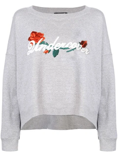 UNDERCOVER EMBROIDERED CURVED HEM SWEATSHIRT - 灰色