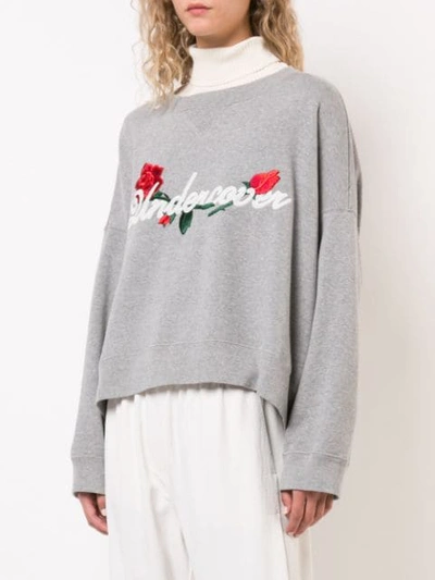 Shop Undercover Embroidered Curved Hem Sweatshirt In Grey