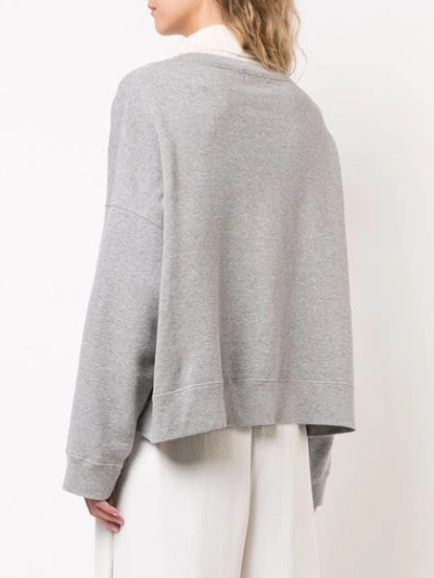 Shop Undercover Embroidered Curved Hem Sweatshirt In Grey