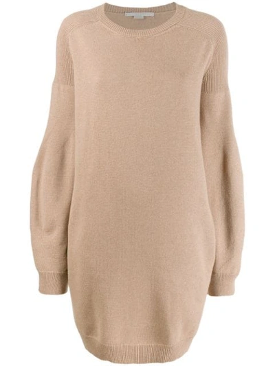 Shop Stella Mccartney Knitted Sweater Dress In Neutrals