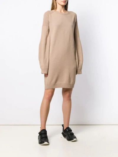 Shop Stella Mccartney Knitted Sweater Dress In Neutrals