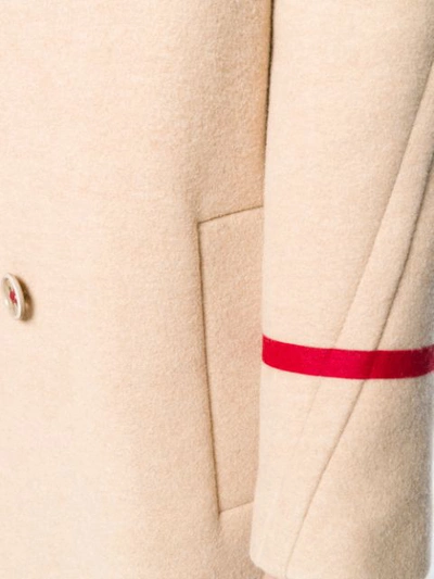 Shop Agnona Contrasting Strap Single Breasted Coat - Neutrals