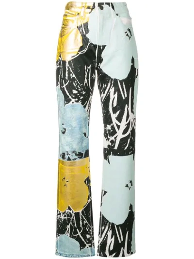 Shop Calvin Klein 205w39nyc X Andy Warhol Foundation Floral Colour-block Jeans In White